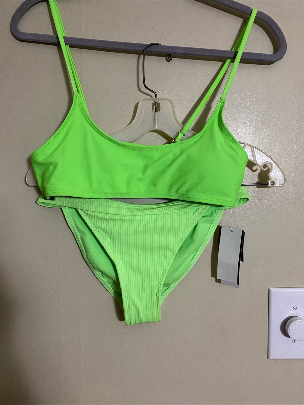 Salt + Cove Neon Green Ribbed Bikini Set